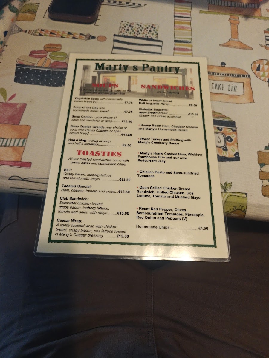 Martys Pantry menu board