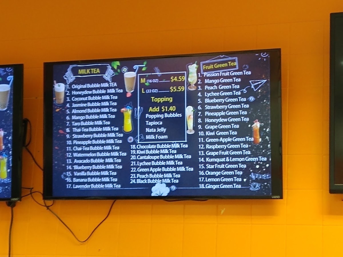 Co-Cool Smoothie & Bubble Tea menu board