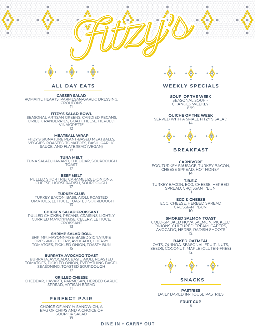 Fitzy's Cafe menu board