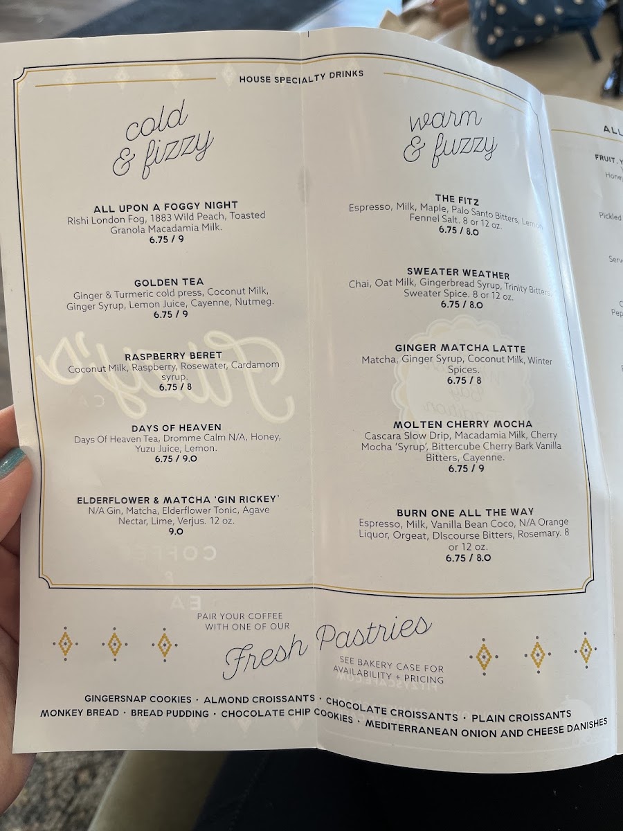 Fitzy's Cafe menu board