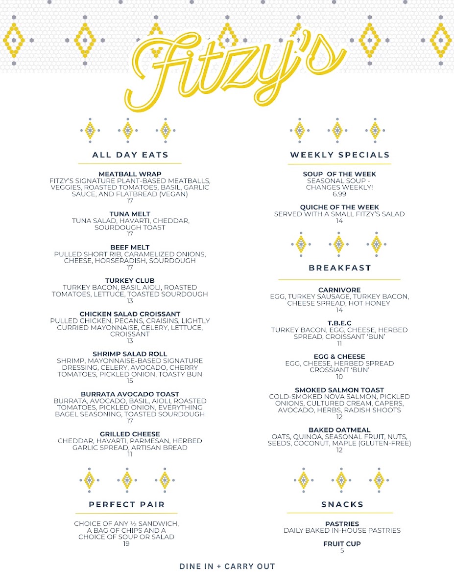 Fitzy's Cafe menu board