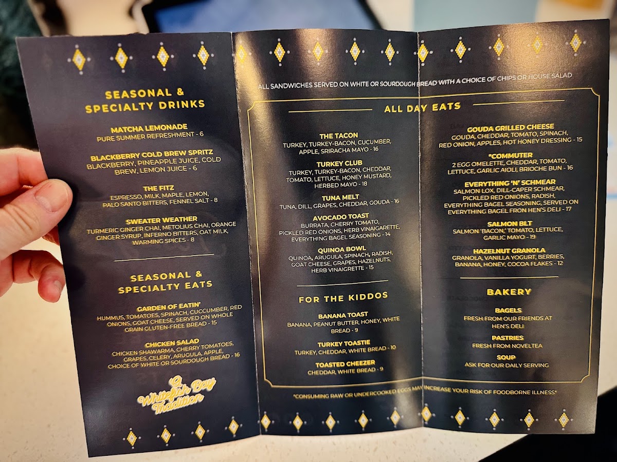 Fitzy's Cafe menu board