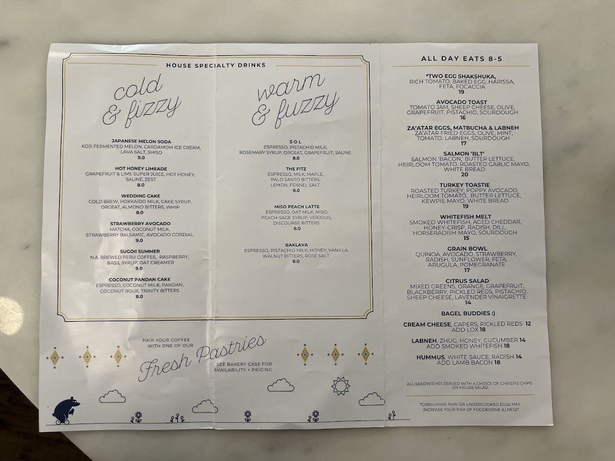 Fitzy's Cafe menu board