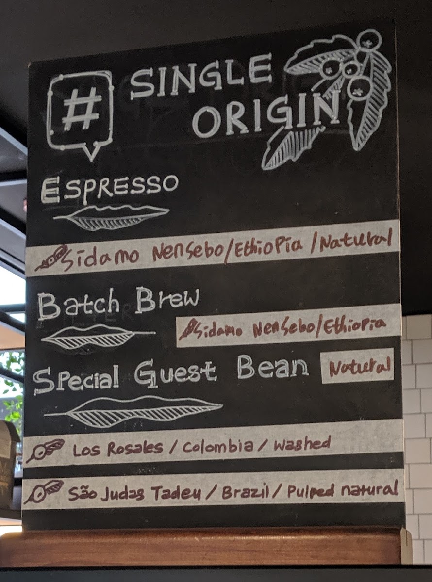 Hash Specialty Coffee menu board
