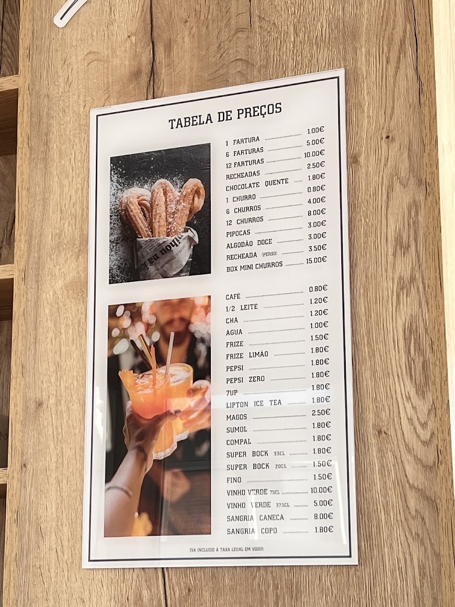 Paulo Alexandre Churros menu board
