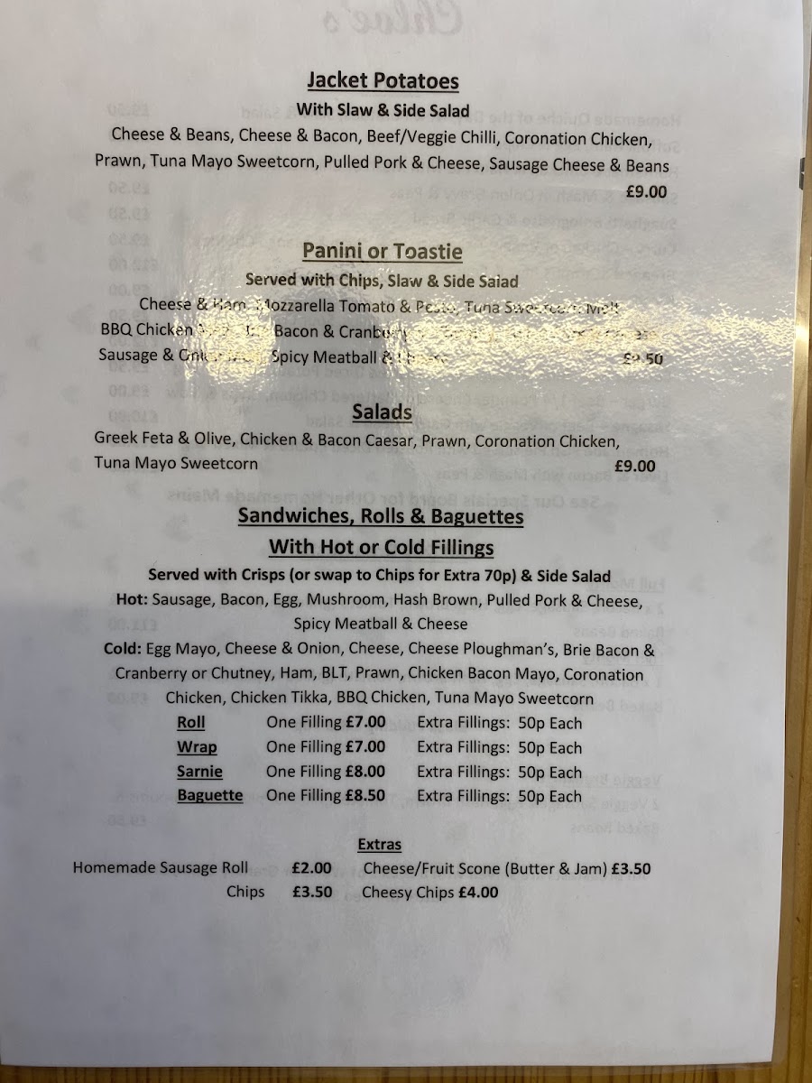 Chloe's menu board
