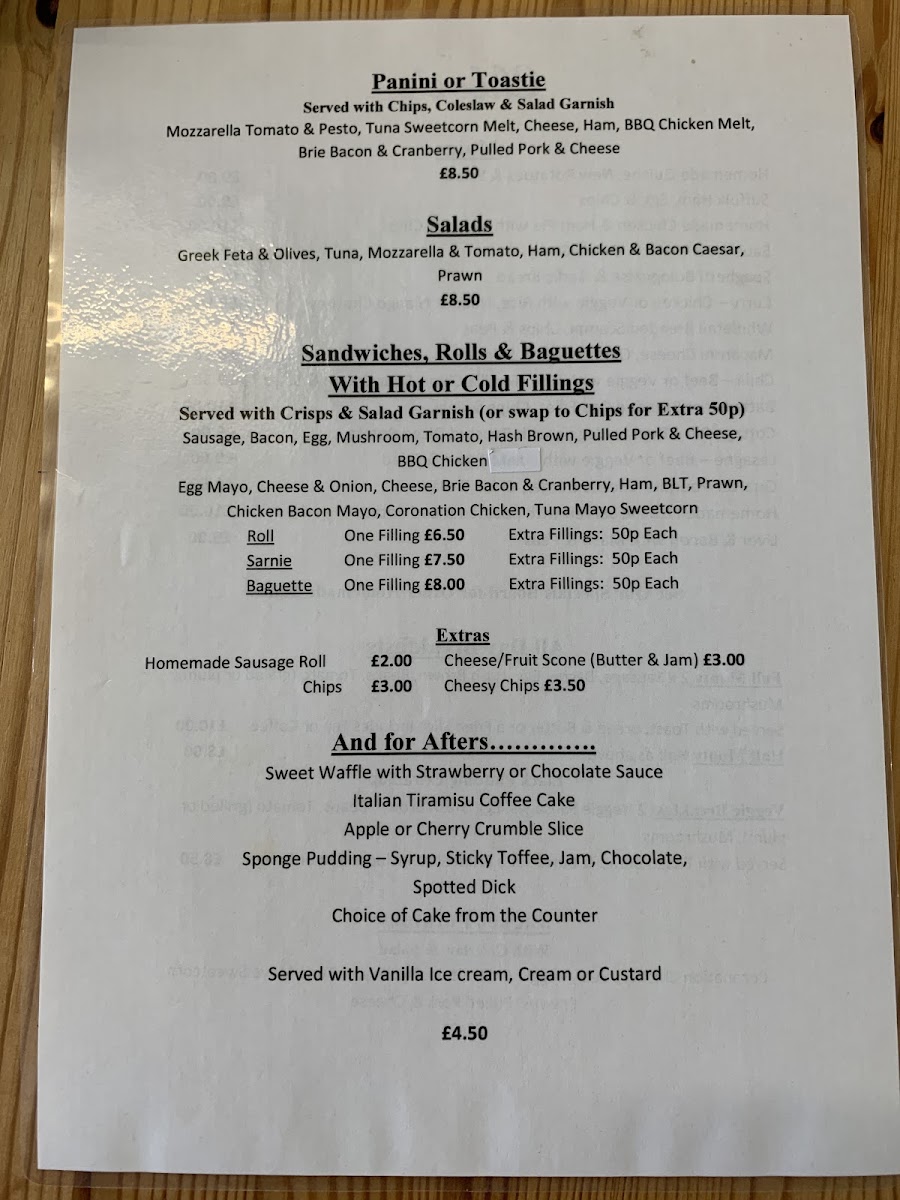 Chloe's menu board