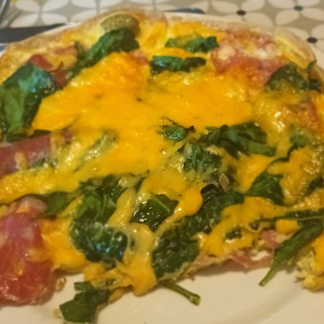 Salami and Olive Omelette with Spinach