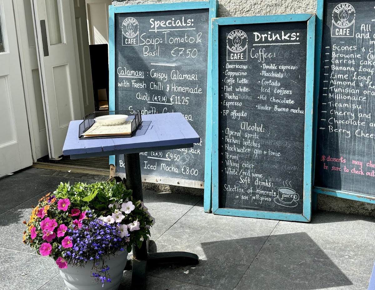 Bishop's Palace Café menu board