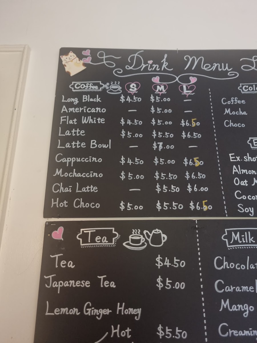 Dreamers Cafe menu board