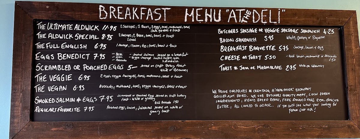 The Deli at Aldwick menu board