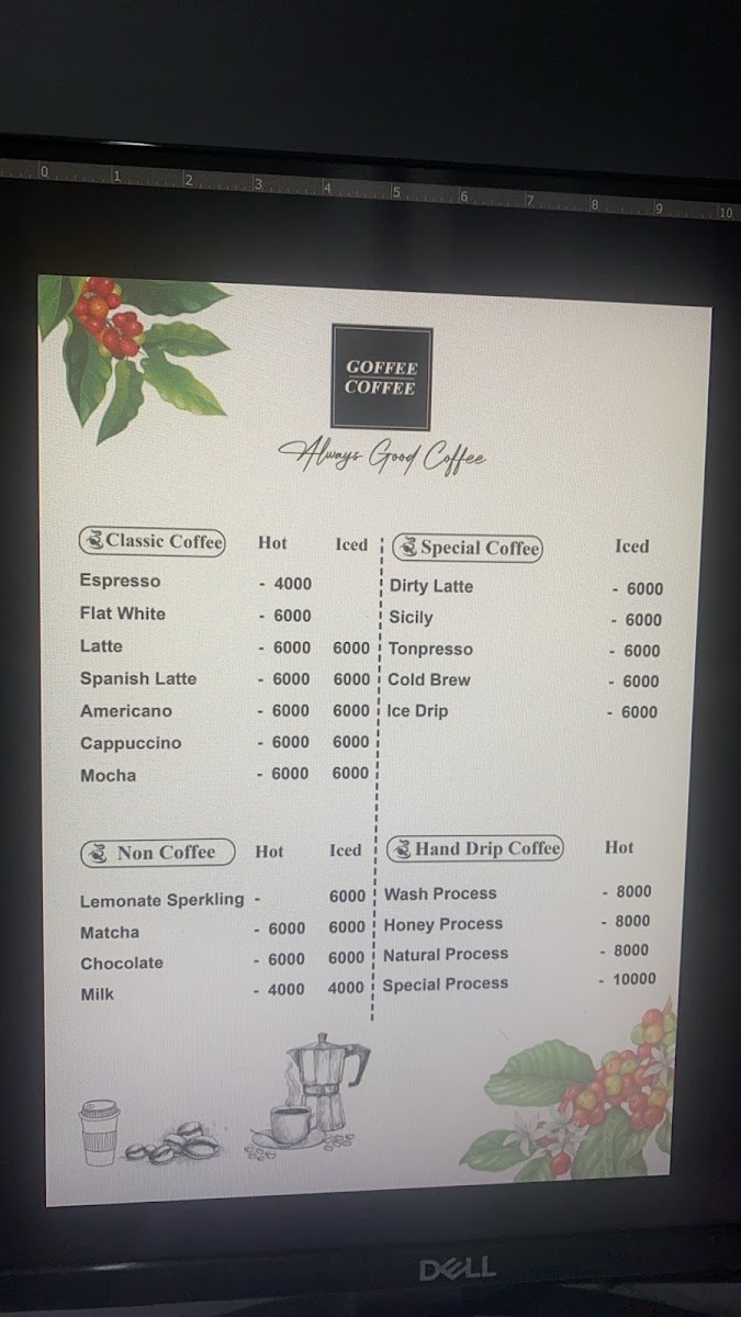 Goffee-Coffee menu board