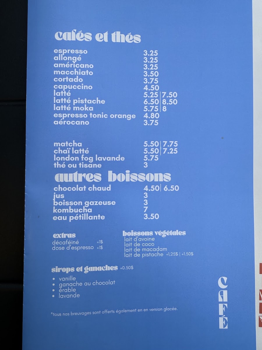 Marcel Café-Caviste menu board