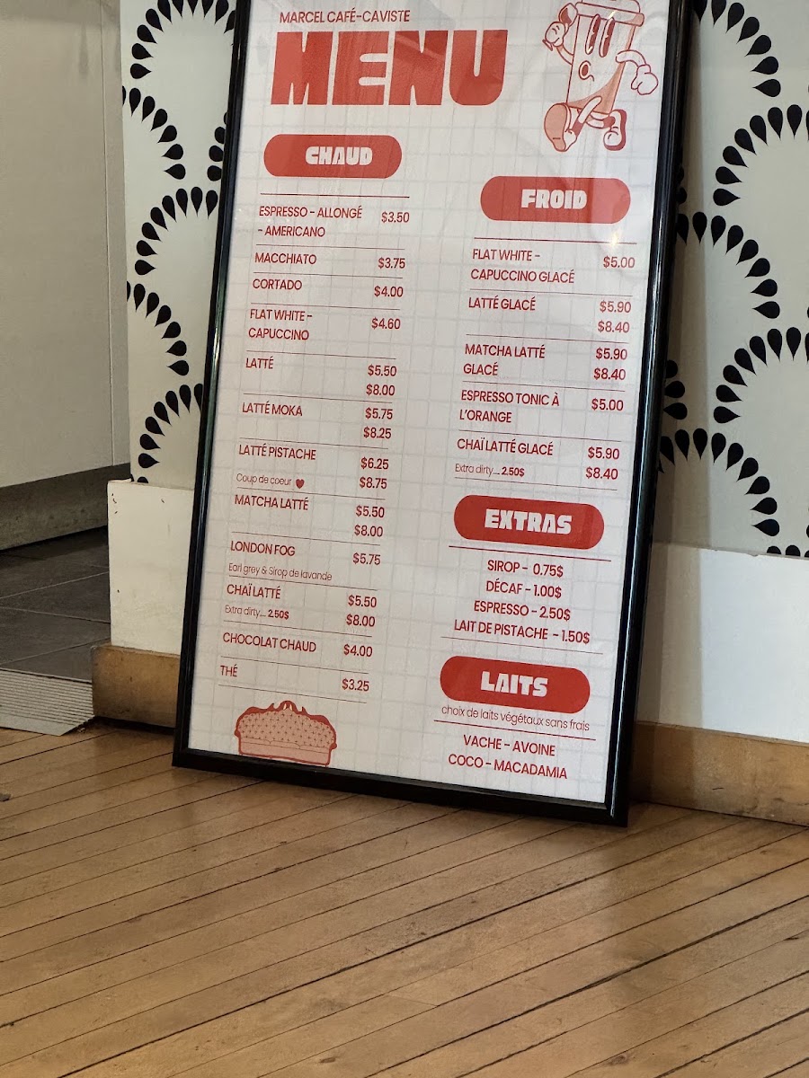 Marcel Café-Caviste menu board
