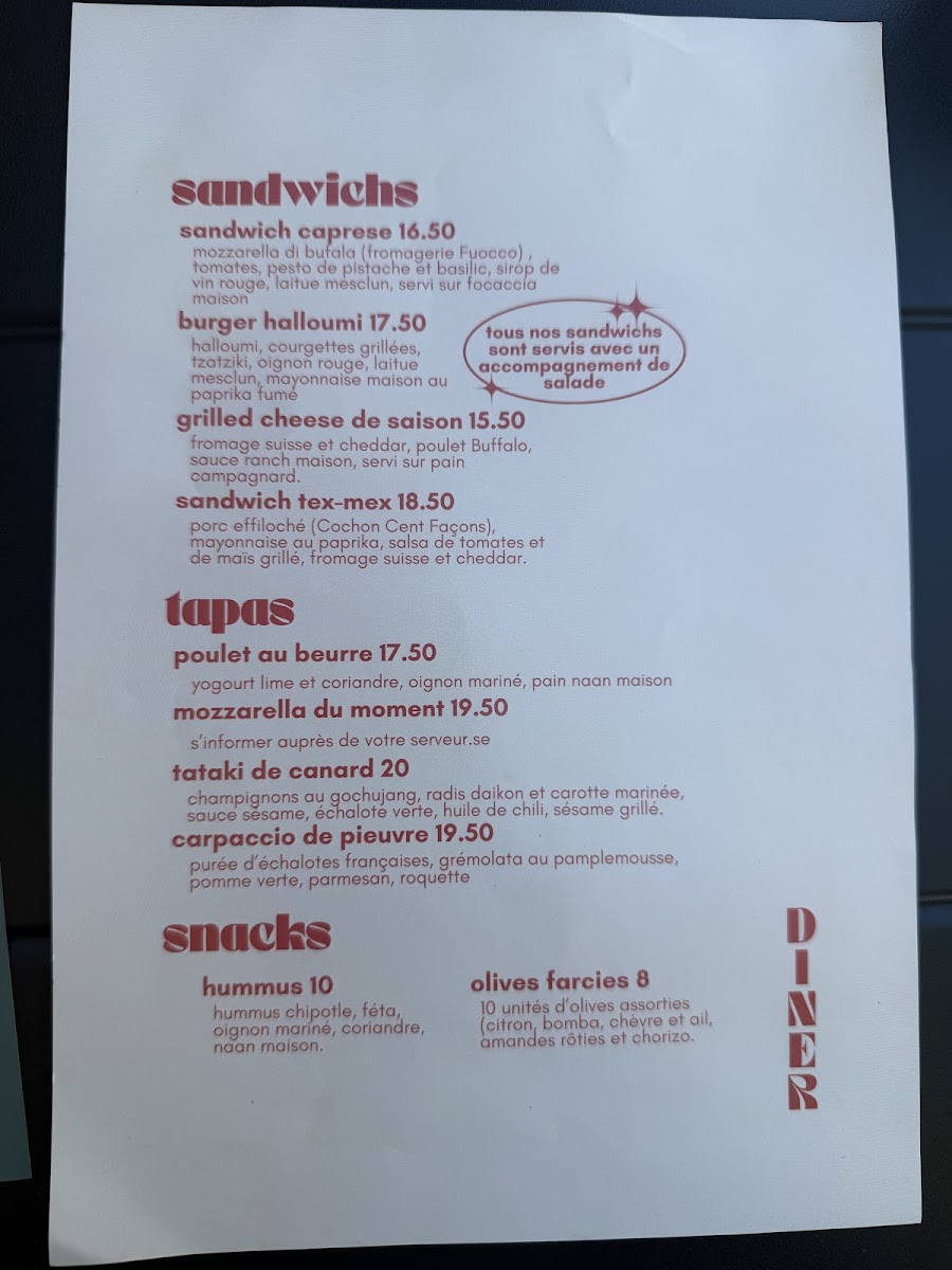 Marcel Café-Caviste menu board