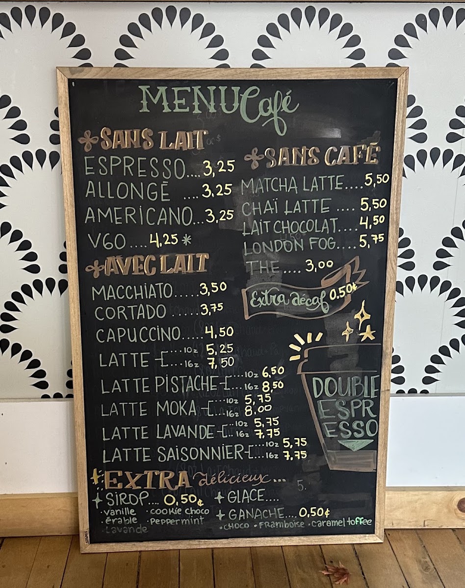 Marcel Café-Caviste menu board