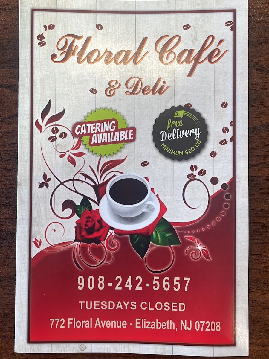 Floral Cafe menu board