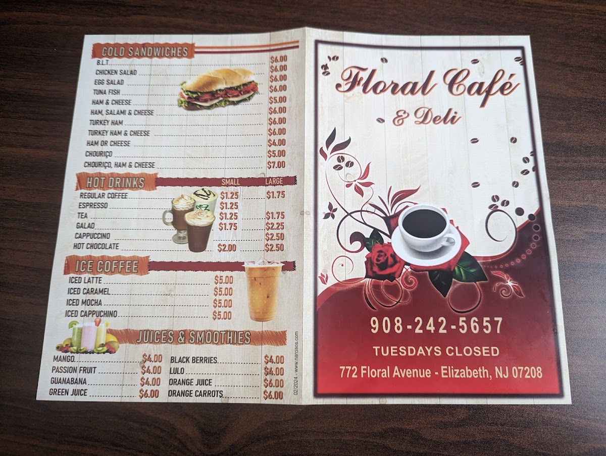Floral Cafe menu board
