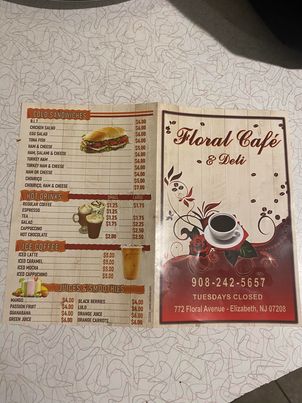 Floral Cafe menu board