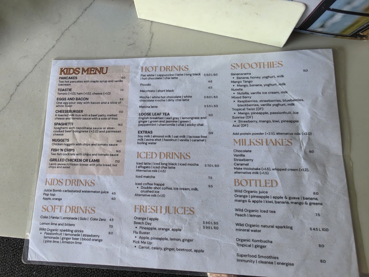By the Bay Cafe & Grill menu board
