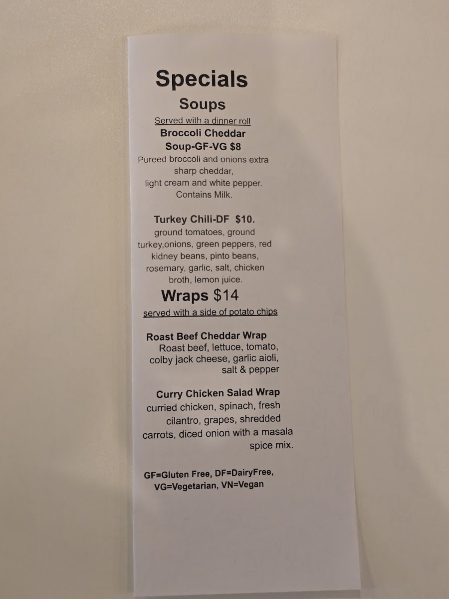 Loose Loona Gifts and Teahouse menu board