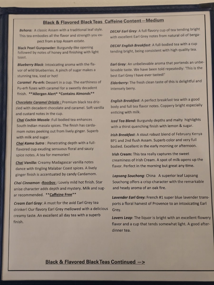 Loose Loona Gifts and Teahouse menu board