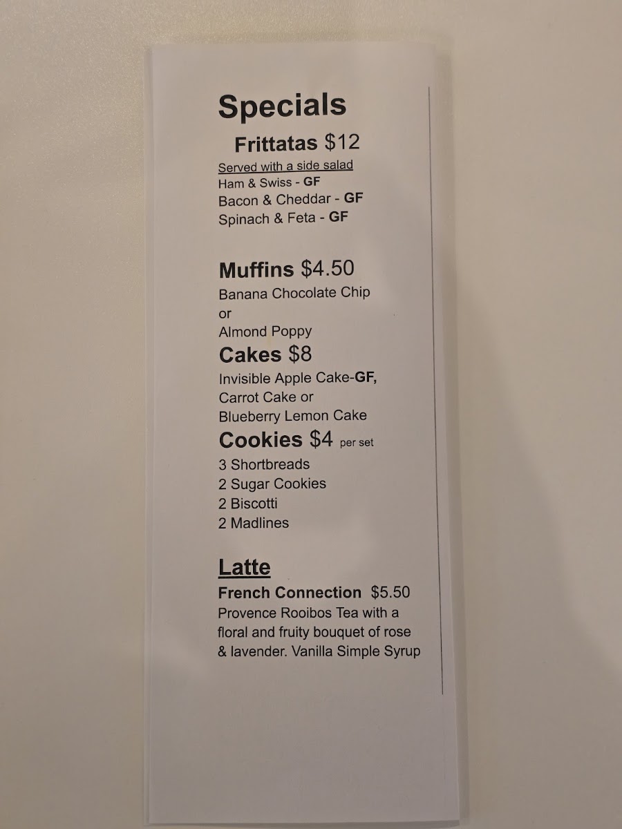 Loose Loona Gifts and Teahouse menu board