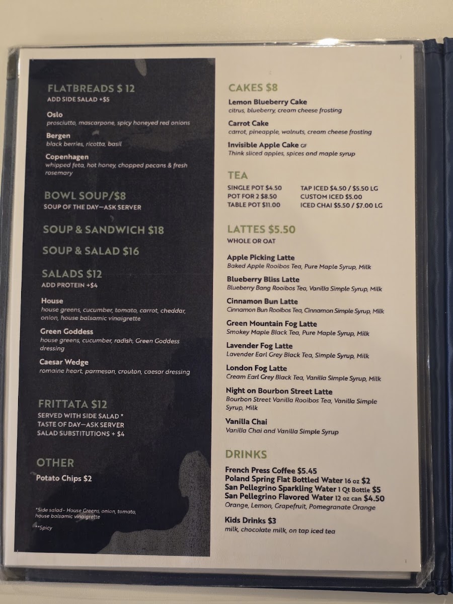 Loose Loona Gifts and Teahouse menu board