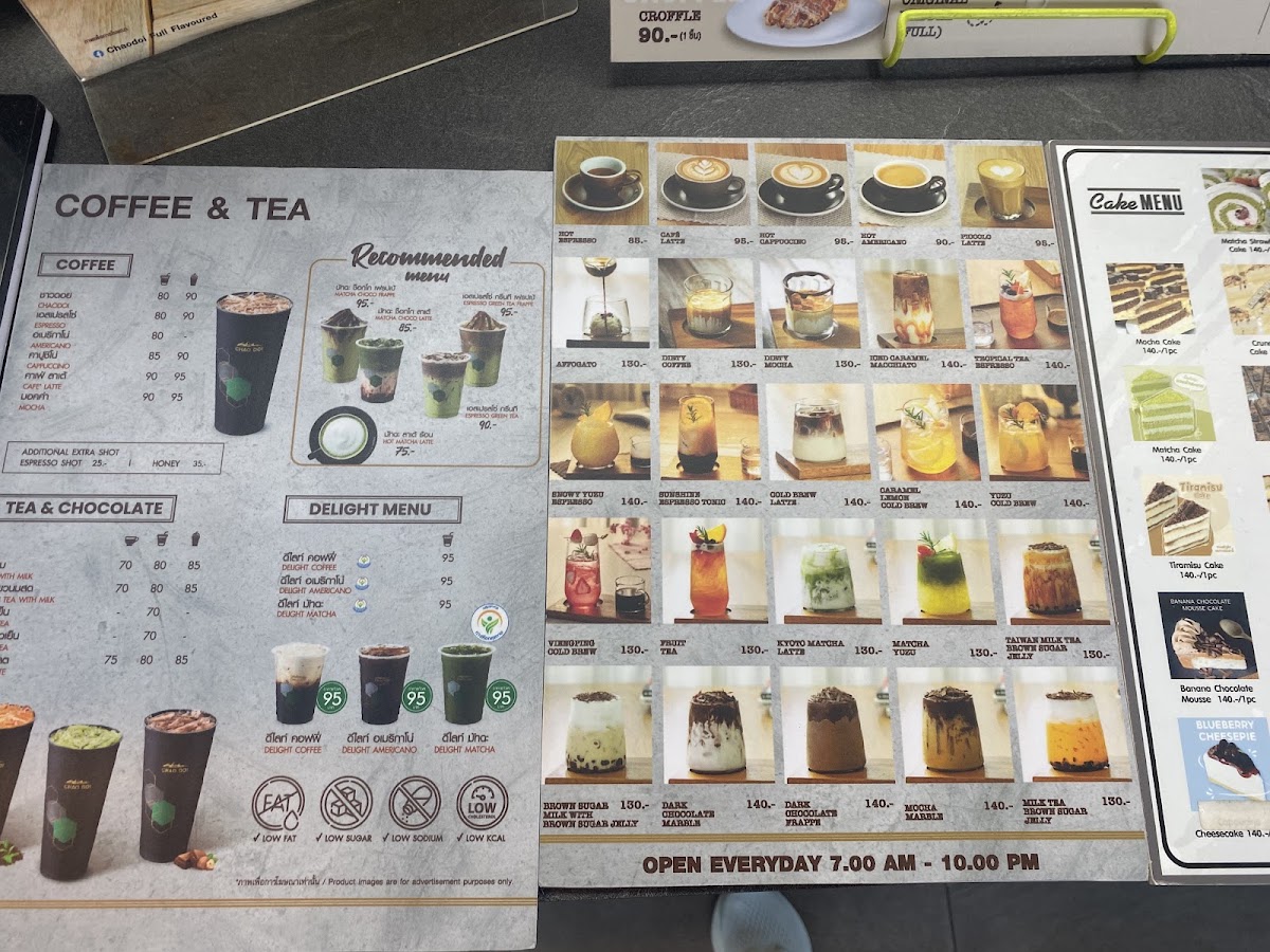 CHAO DOI COFFEE @Pratamnak Road Pattaya menu board
