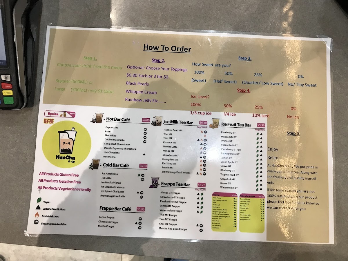 HaoCha & Co 好茶咖啡 menu board