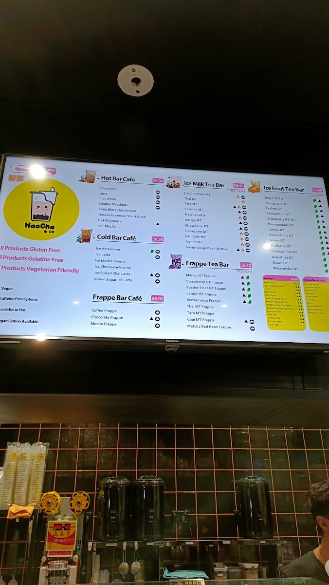 HaoCha & Co 好茶咖啡 menu board