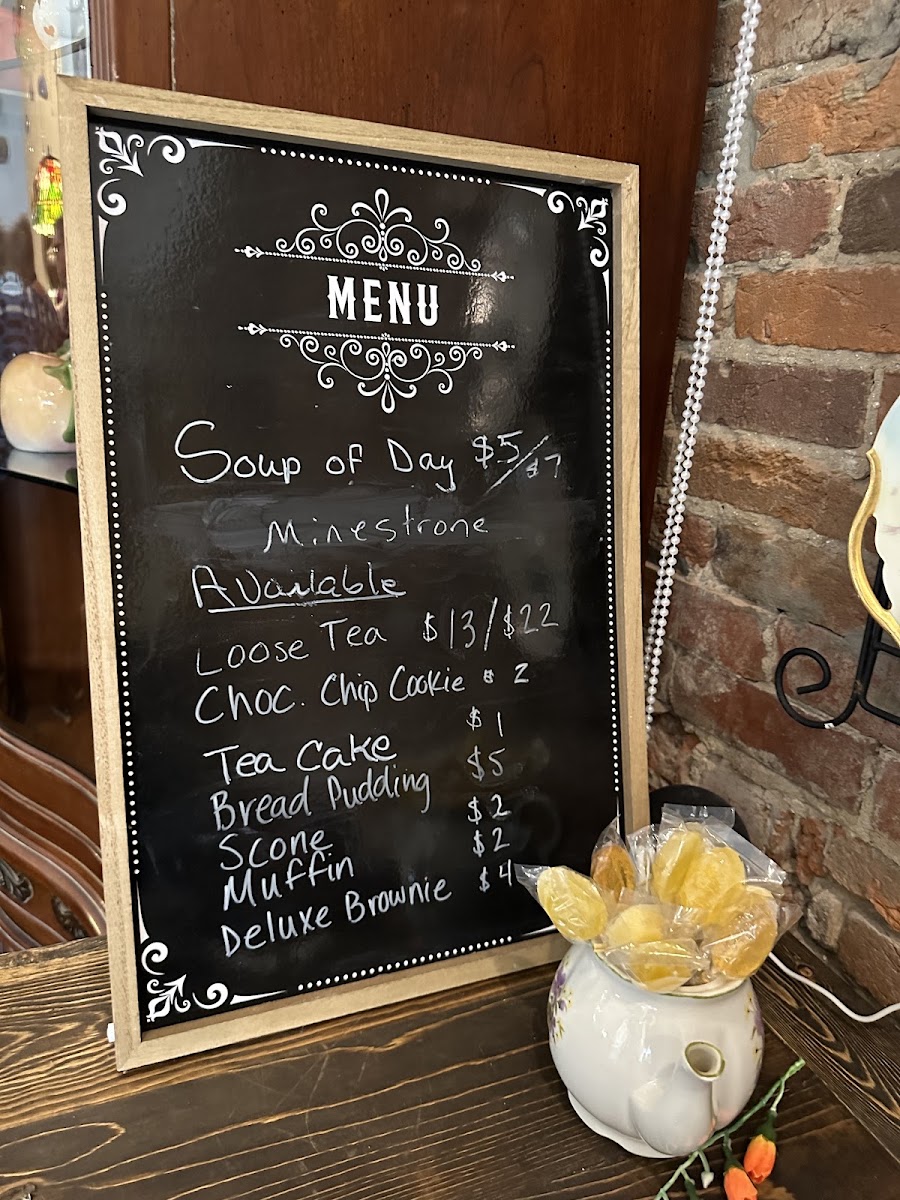 Enchanted Gatherings Tea Room and Cafe menu board
