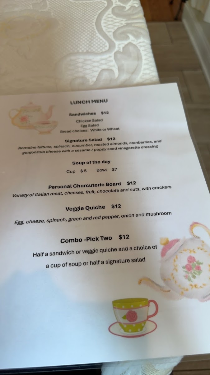 Enchanted Gatherings Tea Room and Cafe menu board