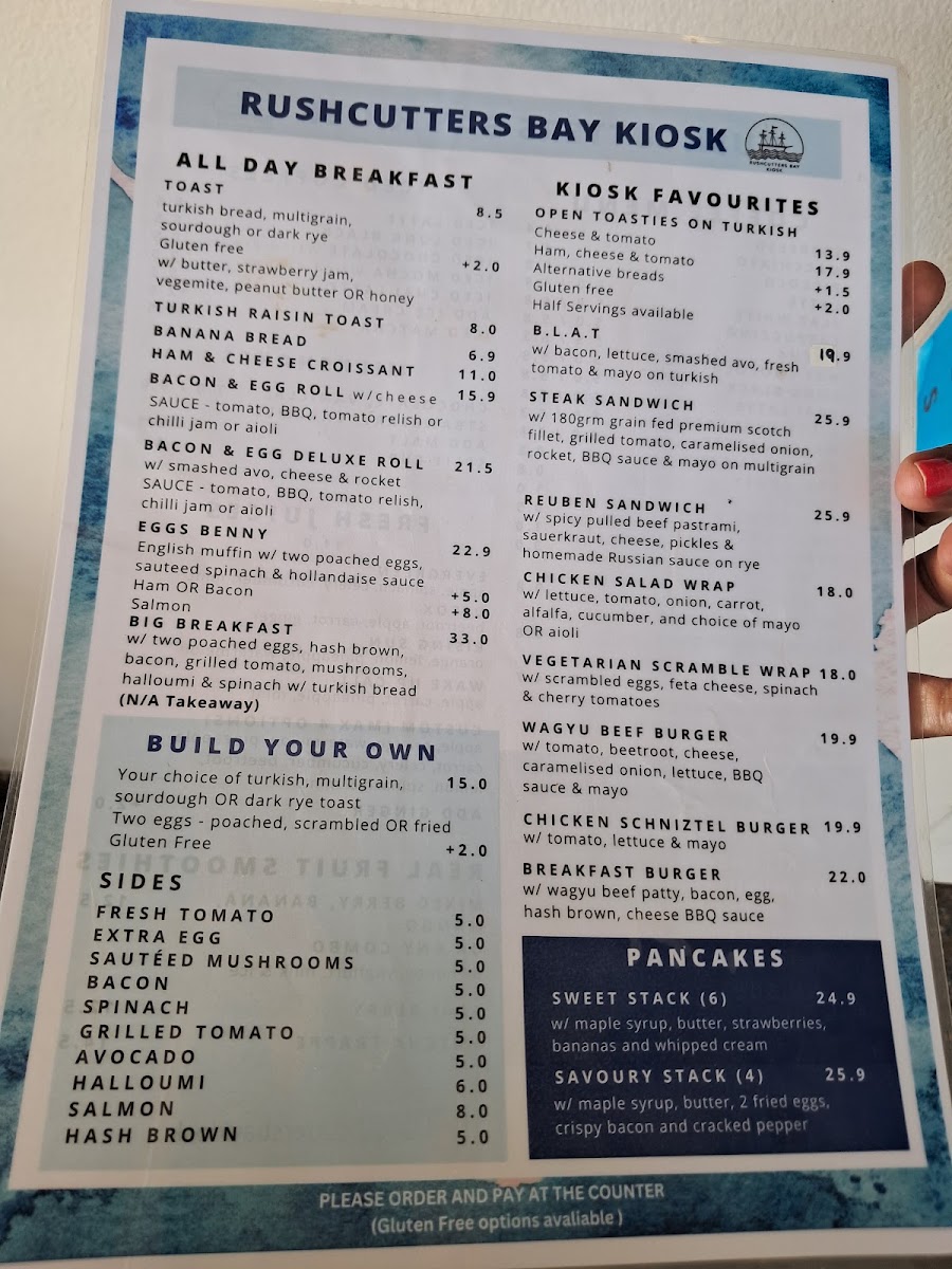 Rushcutters Bay Kiosk menu board