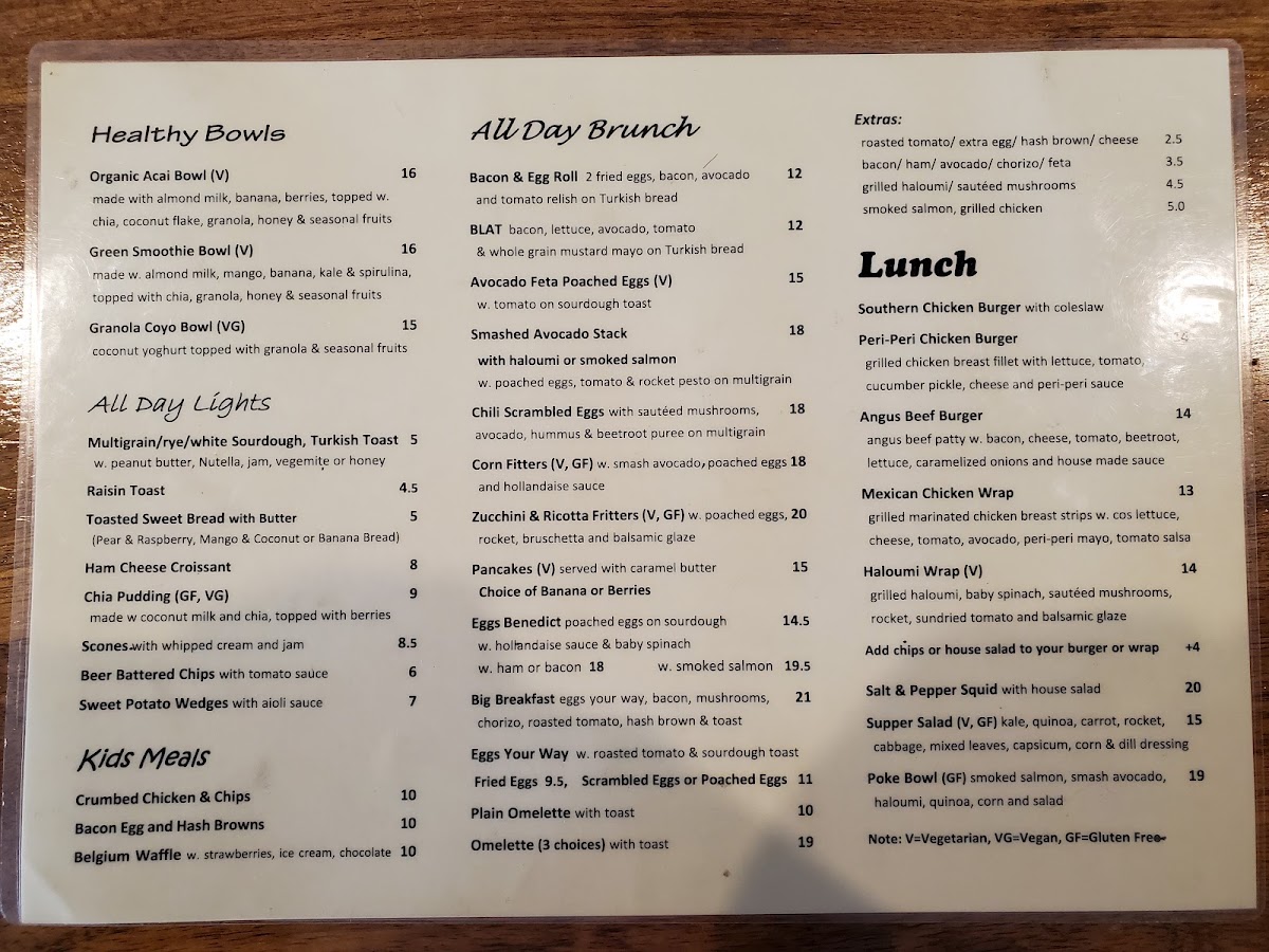 Ki Allo Cafe menu board