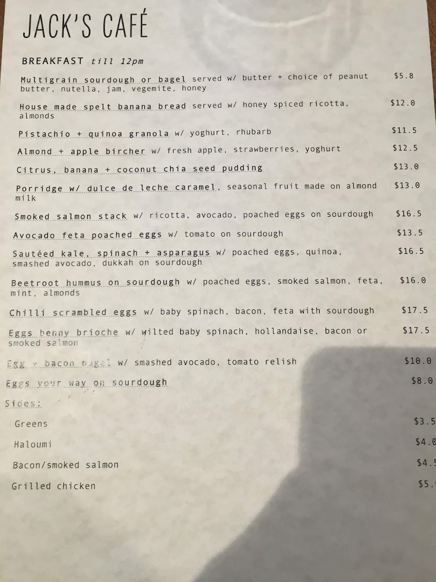 Ki Allo Cafe menu board
