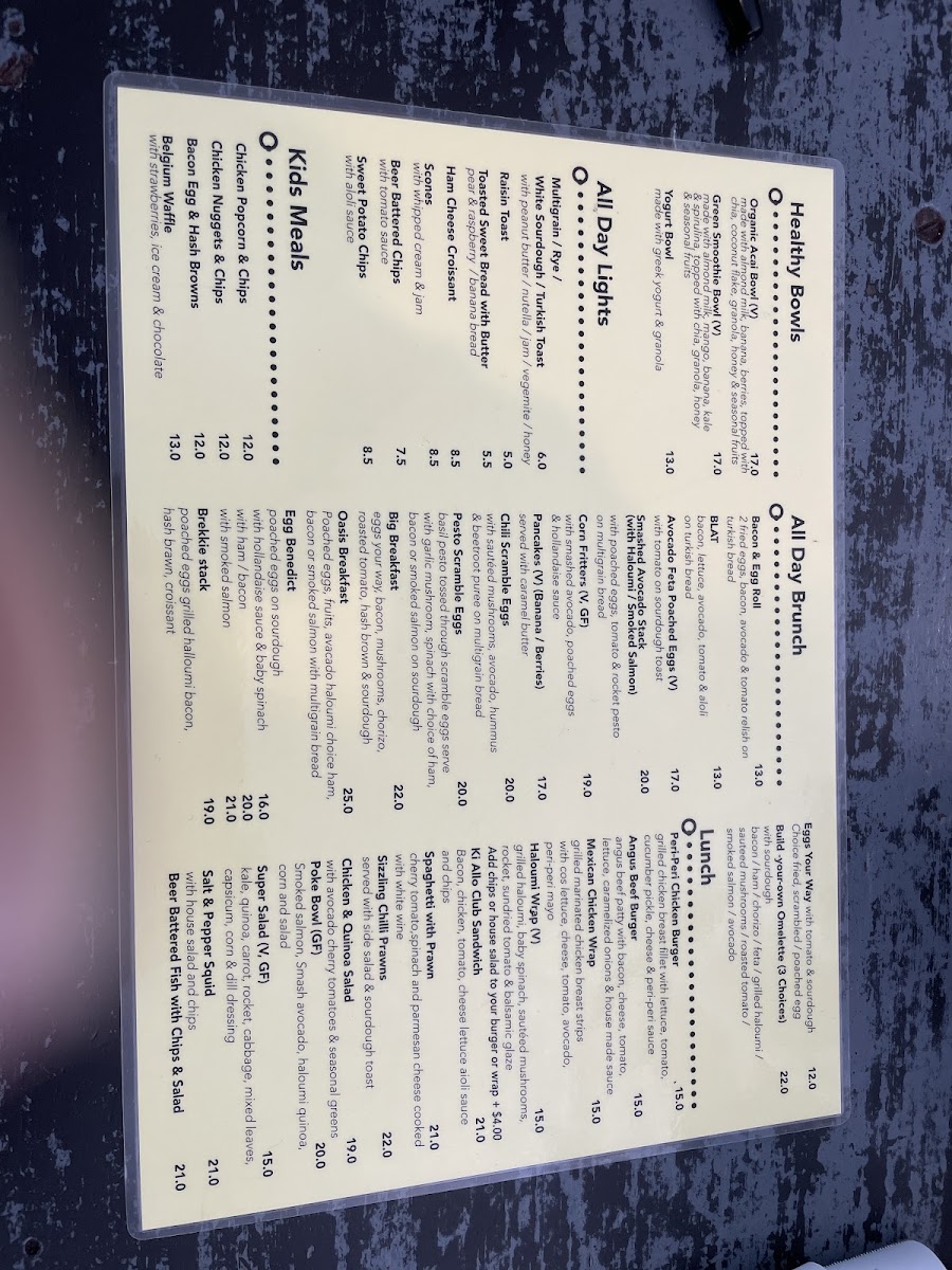 Ki Allo Cafe menu board