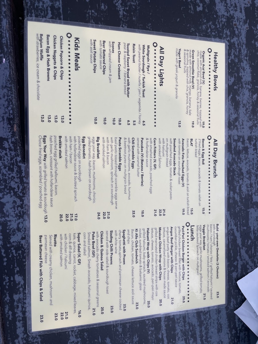 Ki Allo Cafe menu board