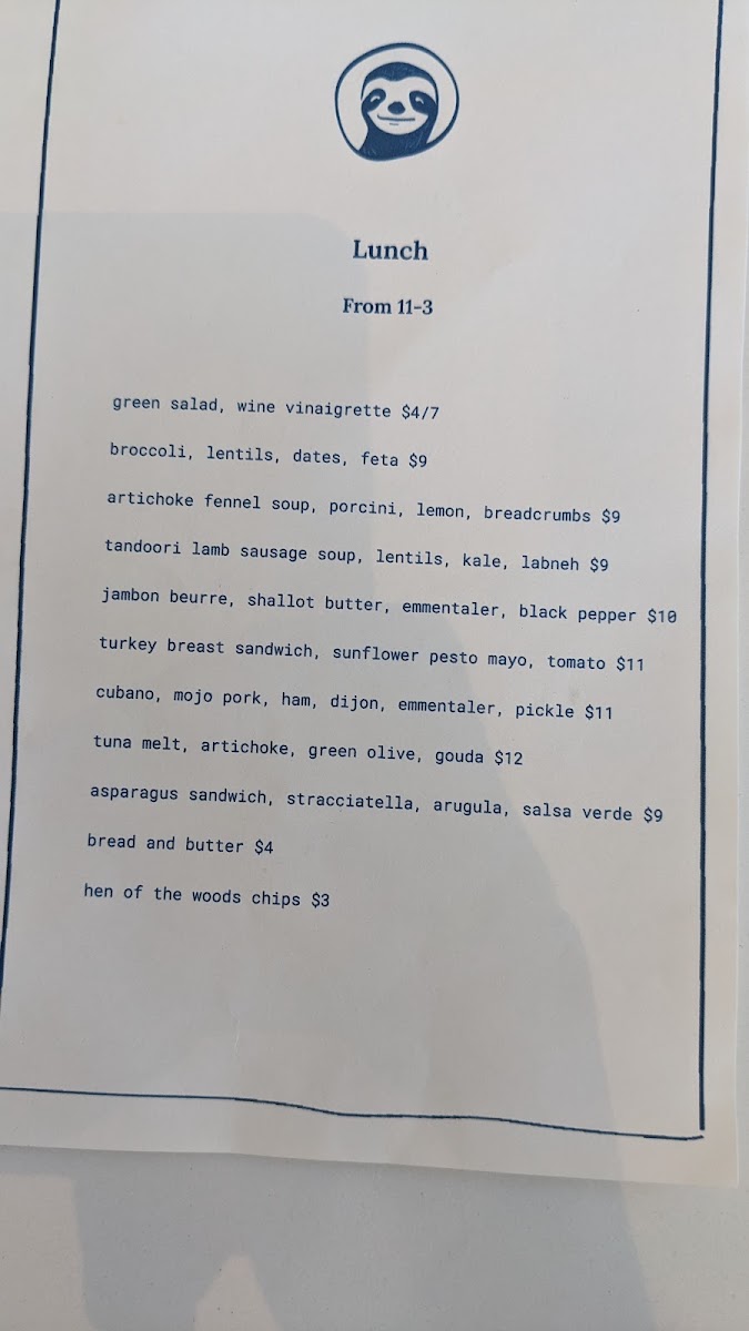 Allez Cafe menu board