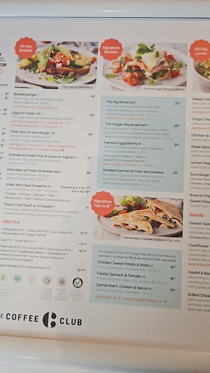 The Coffee Club Café - Burpengary menu board