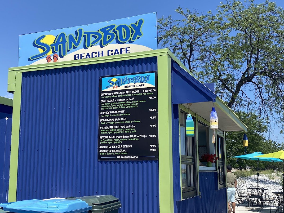 Sandbox Beach Cafe menu board