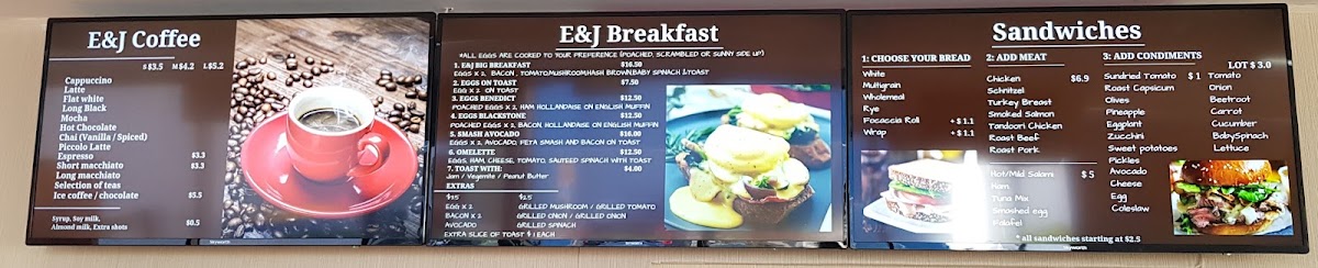 E&J Cafe menu board