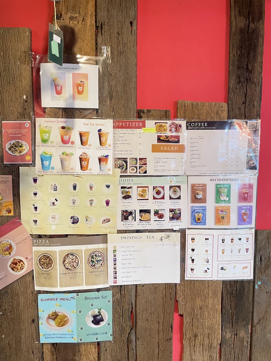 Red Cat Cafe menu board
