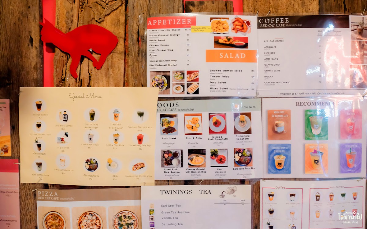 Red Cat Cafe menu board