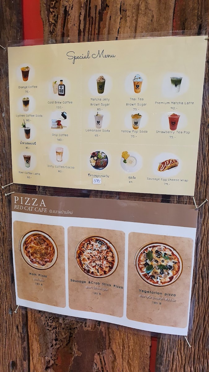 Red Cat Cafe menu board