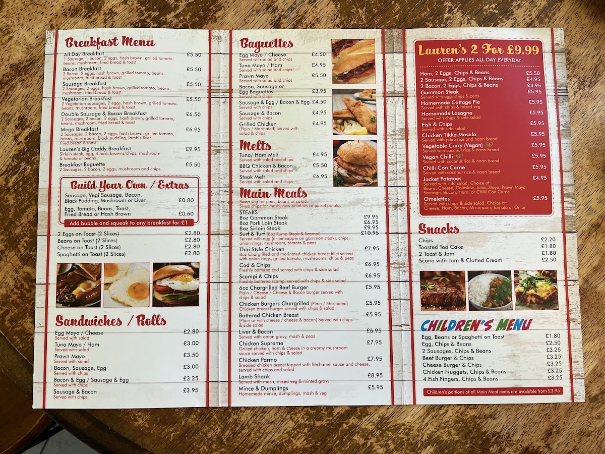 Lauren's Cafe menu board