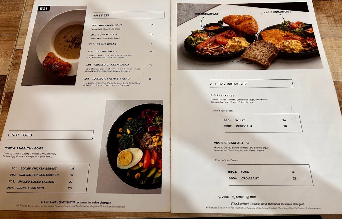Surya Cafe Klang menu board