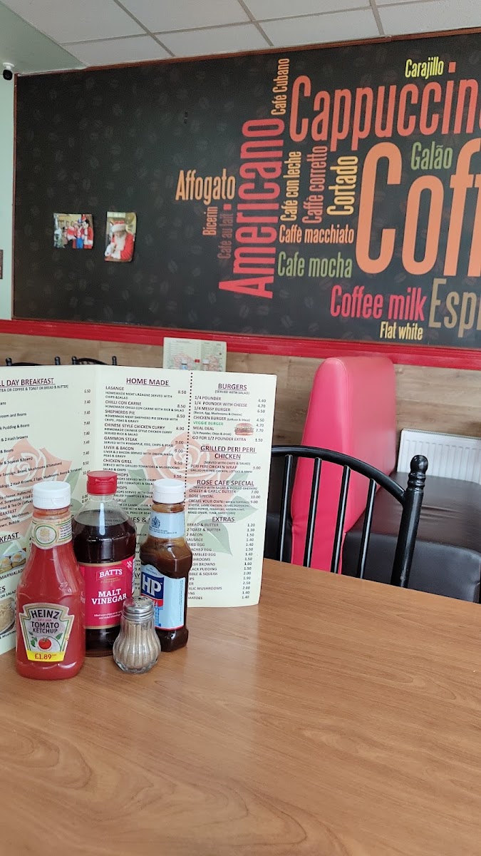 Rose Cafe Restaurant menu board