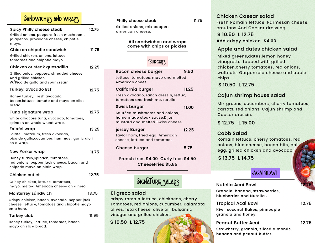 Bertha's Cafe menu board