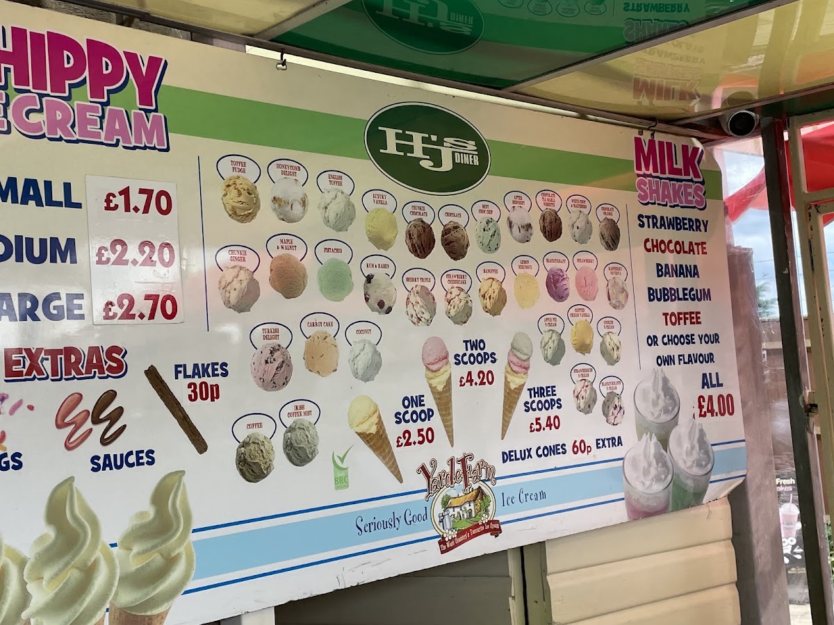HJ's Diner menu board